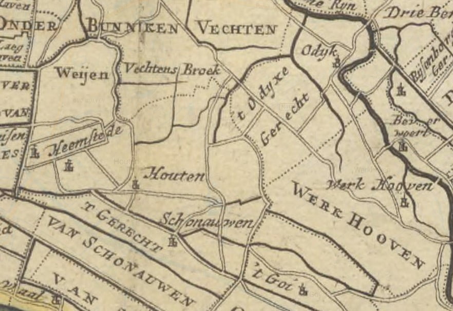 – Houten Kaart van Houten in 1725